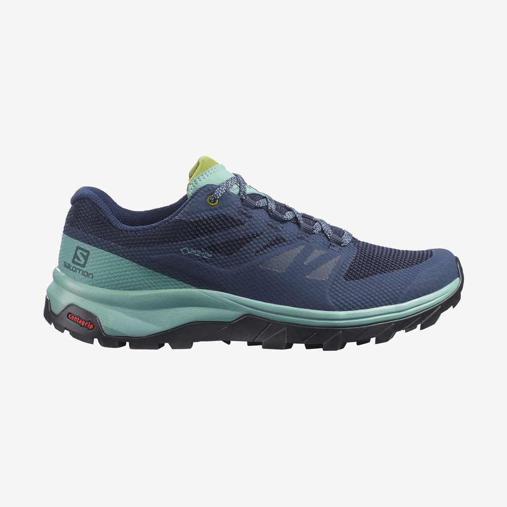 Salomon OUTLINE WIDE GORE-TEX Zapatillas Trekking Mujer - Azul Marino - Colombia (36897-KDEV)